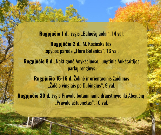 Rugpjūčio mėnesio renginiai