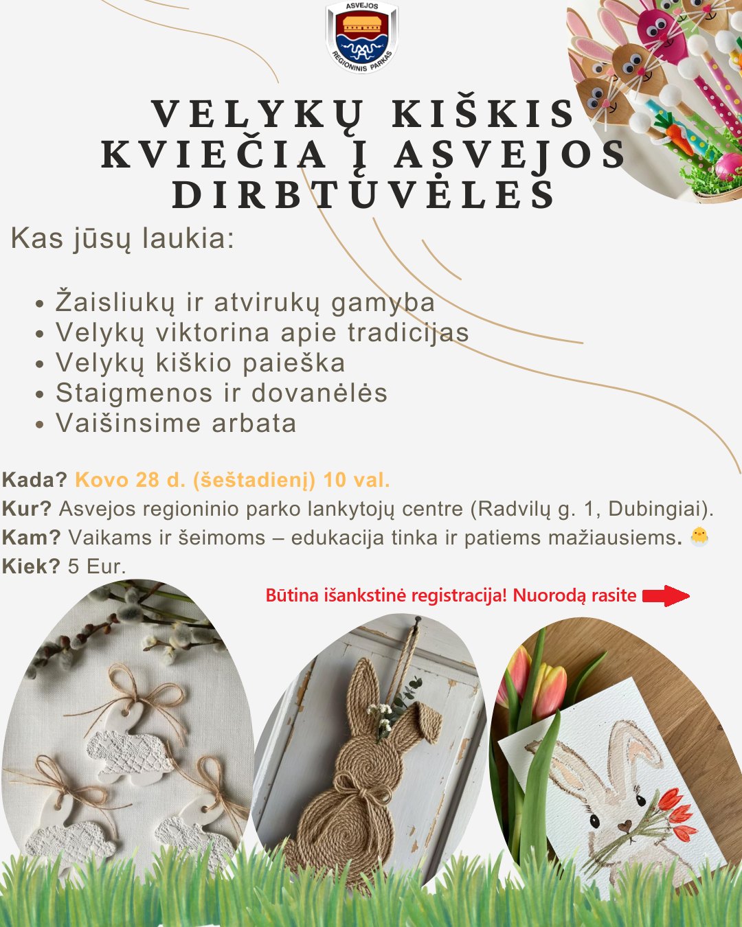 🌿🐰Velykų kiškis kviečia į Asvejos dirbtuvėles📣