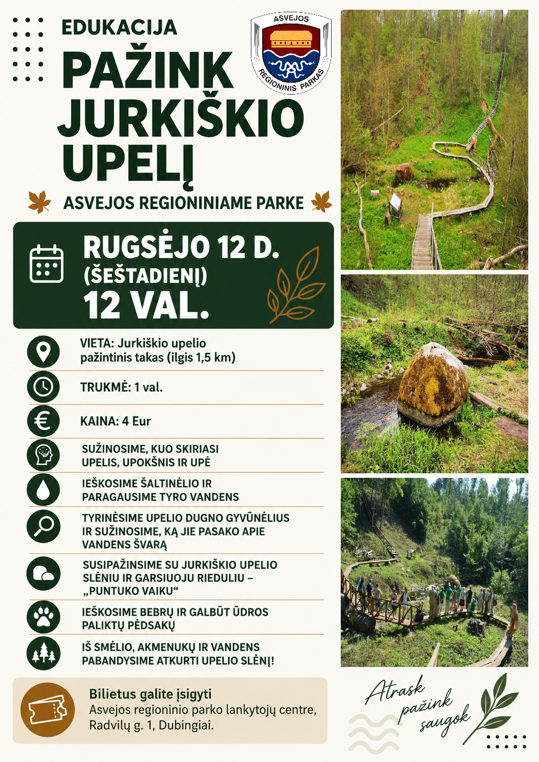 Kviečiame į edukaciją „Pažink Jurkiškio upelį!“ rugsėjo 12 d. 12 val.
